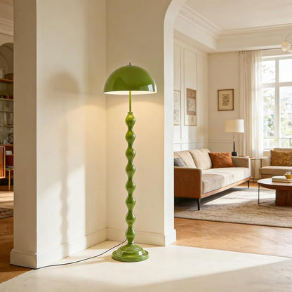 Unique Floor Lamp Creative Green Mushroom Lamp Standing Lamp with 38CM Wide Iron Shade and Foot Switch Modern Floor Light for Living Room, Bedroom, Office, Corner