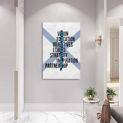 Wooden Framed Motivational Wall Art Inspirational Canvas Painting Positive Quotes Posters OBJECTIVES STRATEGY Picture Modern Artwork Home Office Living Room Decor Framed Easy to Hang-24”Wx36”H