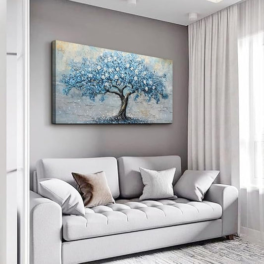 Wapluam Canvas Wall Art For Living Room Farmhouse Wall Decor Art For Bedroom Office Modern Decorations Tree Wall Paintings Blue Abstract Pictures Vintage Artwork Home Decor Posters 40"X20"