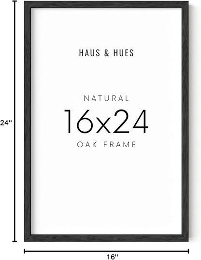 HAUS AND HUES 16x24 Black Oak Frame Set of 1 - Large Wooden Poster Display Pack