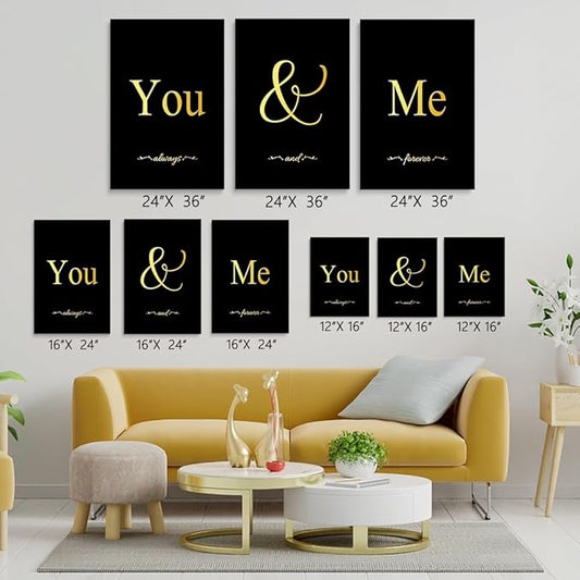 GUBIYU Black and Gold Love Canvas Poster - Aesthetic Wall Art for Bedroom, Farmhouse, Corridor - Ideal Gift for Girls - 24"x36"