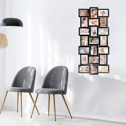 HELLO LAURA Picture Frames Collage Wall Decor - 21 Picture Collage Frames for 4x6 Photos Display Wall Hanging Gallery Frame Set Photo Collage Frame for Home Living Room - Black