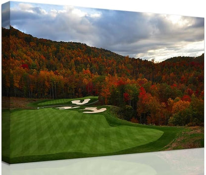 chenchenArt Sequoyah North Carolina Mountains Golf Course Wall Art for Living Room Bedroom Bathroom Home Decorations Golf Art Canvas Prints Framed Ready to Hang(18''H x 24''W)