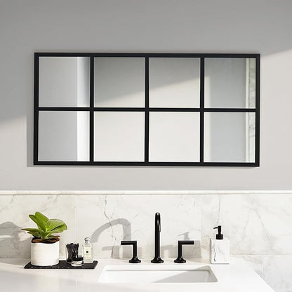 DUMOS Wall Mirror 16" x 32", Rectangle Window Pane Decorative Mirror, Metal Framed Wall Mounted Mirror for Bathroom, Bedroom, Entryway, 1 Pack