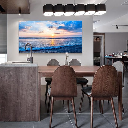 Wapluam Large Canvas Wall Art For Living Room Office Wall Decor Beach Pictures Blue Ocean Sea Waves Landscape Wall Painting Ready To Hang Bedroom Home Decor Canvas Prints Posters Wall Mural Artwork