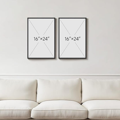 Framed Neutral Abstract Minimalist Wall Art Set of 2, Modern Canvas Prints Paintings Artwork for Walls, Black Beige Brown Abstract Art Pictures for Bedroom Living Room Dining Room Wall Decor 16x24 In
