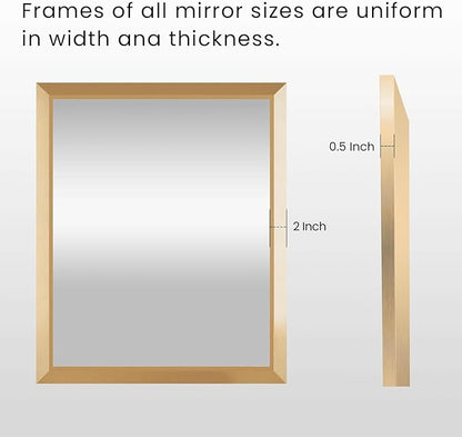 Amorho 24x36 Inch Bathroom Mirror, Gold Thick Metal Framed Wall Mirrors for Over Sink, Wall-Mounted Mirrors Perfect for Bedroom, Living Room, Entryway, Rectangle (Horizontal/Vertical).