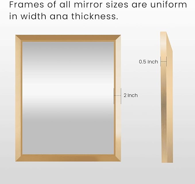 Amorho 50x36 Inch Bathroom Mirror, Gold Thick Metal Framed Wall Mirrors for Over Sink, Wall-Mounted Mirrors Perfect for Bedroom, Living Room, Entryway, Rectangle (Horizontal/Vertical).