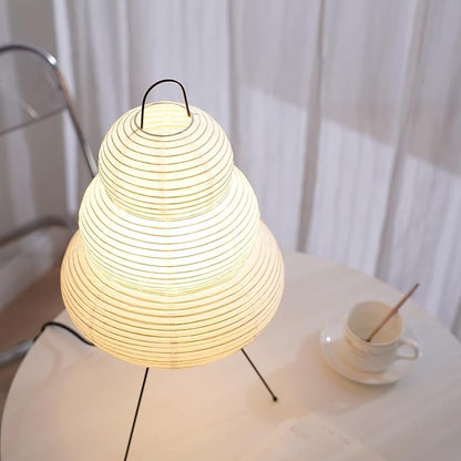 Japanese Noguchi Inspired Table Lamp Zen Rice Paper Lantern with Warm Light for Bedroom Living Room or Office Modern Japandi Decor(Segment)