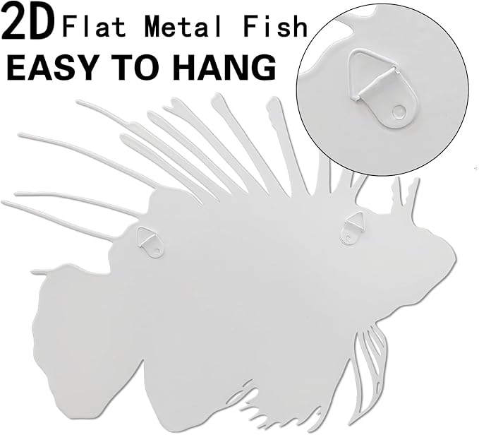 RLPZDWH 2D Flat Metal Fish Wall Art, Hanging Ocean Sea Theme Decor for Indoor and Outdoor Use, Perfect for Pool, Garden, Patio, Bathroom