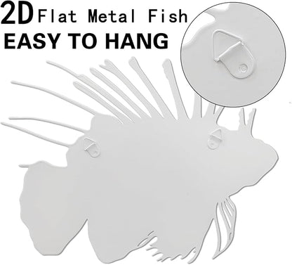 RLPZDWH 2D Flat Metal Fish Wall Art, Hanging Ocean Sea Theme Decor for Indoor and Outdoor Use, Perfect for Pool, Garden, Patio, Bathroom