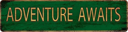 Vintage Metal Tin Sign ADVENTURE AWAITS DEAN - 4''x16'' inch, Street Sign for Home, Restaurant, Bar, Cafe, Garage - Retro Wall Decor Plaque"