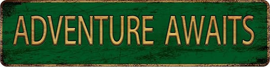 Vintage Metal Tin Sign ADVENTURE AWAITS DEAN - 4''x16'' inch, Street Sign for Home, Restaurant, Bar, Cafe, Garage - Retro Wall Decor Plaque"