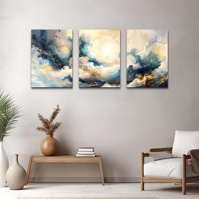 TTHYUEWS Abstract Canvas Wall Decor For Bedroom Wall Art For Living Room Minimalism Ink Paintings Modern Office Wall Decorations Framed Canvas Prints Wall Pictures Artworks Room Home Decor 3 Pieces