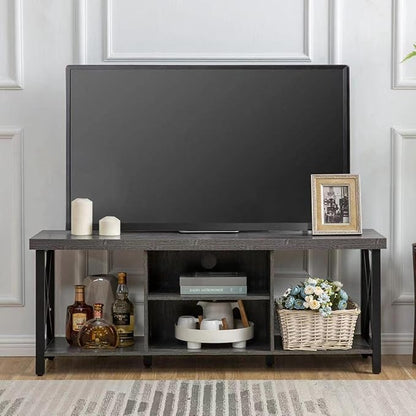 GAZHOME TV Stand for TV up to 55 Inches, TV Cabinet with Open Storage, TV Console Unit with Shelving for Living Room, Entertainment Room, Grey