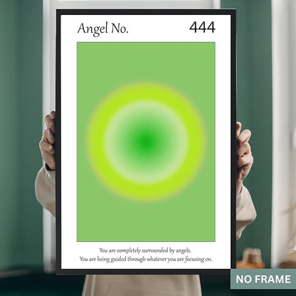 Gradient Aura Angel Numbers Poster Sets for Room Aesthetic Inspirational Quotes Wall Art Paintings Abstract Minimalist Room Wall Decor - 11x17in LAMINATED - No Frame (444, 555, 666 - Angel Numbers)