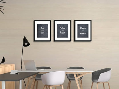 11x14 Picture Frame Set of 3 with Real Glass for Pictures 8x10 with Mat or 11x14 Without Mat, Wall Gallery or Tabletop display Photo Frames in Black