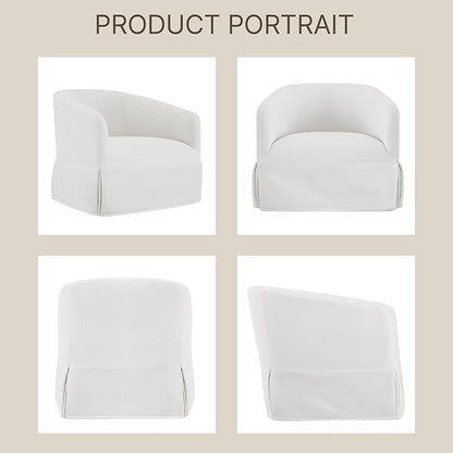 Swivel Accent Chair Set of 2, 360 Degree Performance Fabric Armchair Modern Barrel Chairs Armchair for Living Room Bedroom Home and Office,Cream White