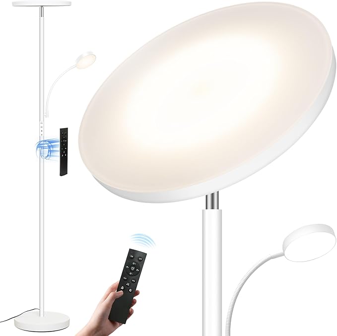 Floor Lamp-42W/4200LM Super Bright Floor Lamp,Dimmable 2-in-1 LED Floor Lamp for Bedroom,Torchiere Floor Lamps with Remote & Touch Control,69" Tall Standing Lamp for Living Room,Office,Reading,White