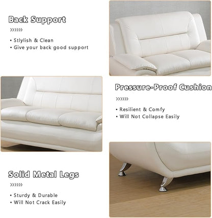 Leather Couches for Living Room, Living Room Couch Set, Creamy White Chair for Bedroom, Apartment, Living Room Furniture Sets (b-Creamy White, Chair)