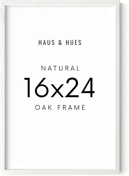 HAUS AND HUES White Oak Wood 16x24 Picture Frame - Natural Frame for Posters and Photos (White Oak Frame)