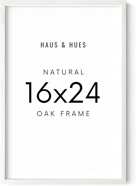 HAUS AND HUES White Oak Wood 16x24 Picture Frame - Natural Frame for Posters and Photos (White Oak Frame)