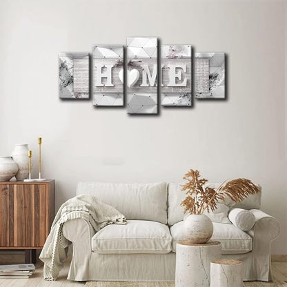 AWLXPHY Decor Home Decoration Wall Art Canvas for Living Room Framed Painting Pink and Grey 5 Panels Modern Still Life Love Stretched Artwork 3D Giclee (Grey, W60 x H30, Framed)