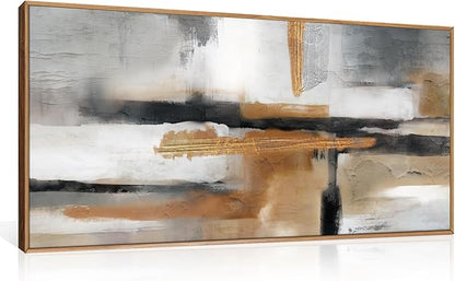 Celestdeco Modern Abstract Framed Canvas Wall Art Set, Neutral Textured Wall Decor, Boho Minimalist Gold and Gray Wall Painting for Living Room, Bedroom, Dining Room, Office-20 x40