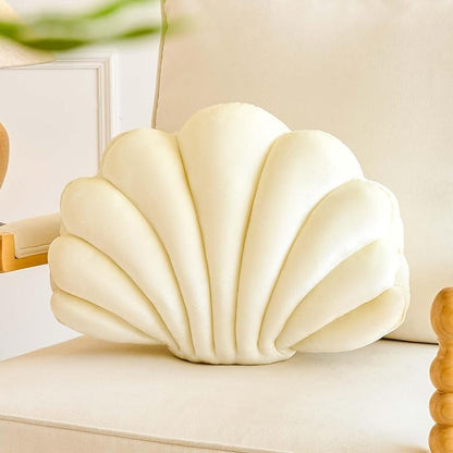 Lfsaaj Cream Seashell Throw Pillows, Shell Shaped Throw Pillows, 18 Inch Soft Velvet Home Decorative Pillow Plush Cushion for Bed Couch Living Sofa Room Decor Accent Throw Pillow