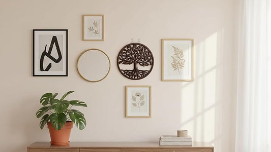 Intricately Handcrafted Decorative Wooden Wall Panel Hanging Sculpture Statue Plaque Art Home Living Room Office Decor Accent Designer Boho Farmhouse Tree Of Life Decor, 12 Inch, Round, Rustic Brown