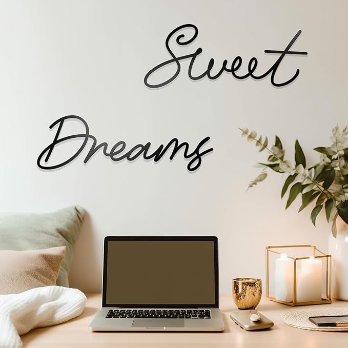 Zzbakress Sweet Dreams Wall Decor For Bedroom, Black Metal Above Bed Wall Decor Large Modern Living Room Farmhouse Sign Wall Decorations For Office Home Bedroom Art(Black, Farmhouse-Large)