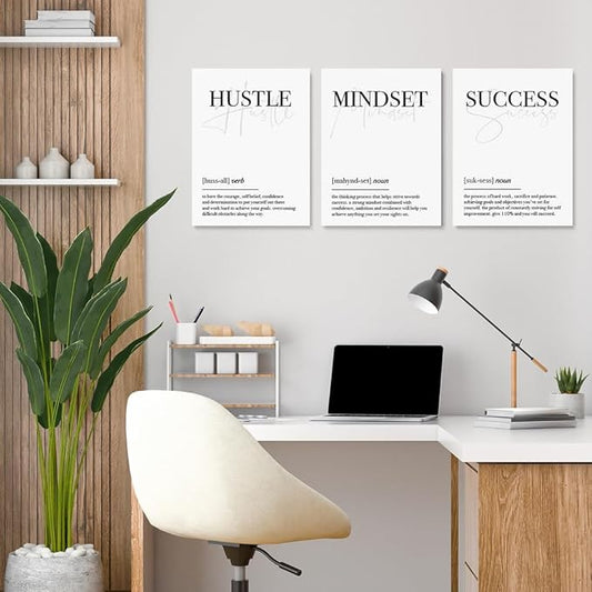 GUBIYU The Hustle Inspirational Canvas Motivational Poster for Mens Home Wall Decor Large Success Hustle Wall Art Office Wall Decor Entrepreneur Positive Quotes Wall Print for Office Workplace 24"x36"