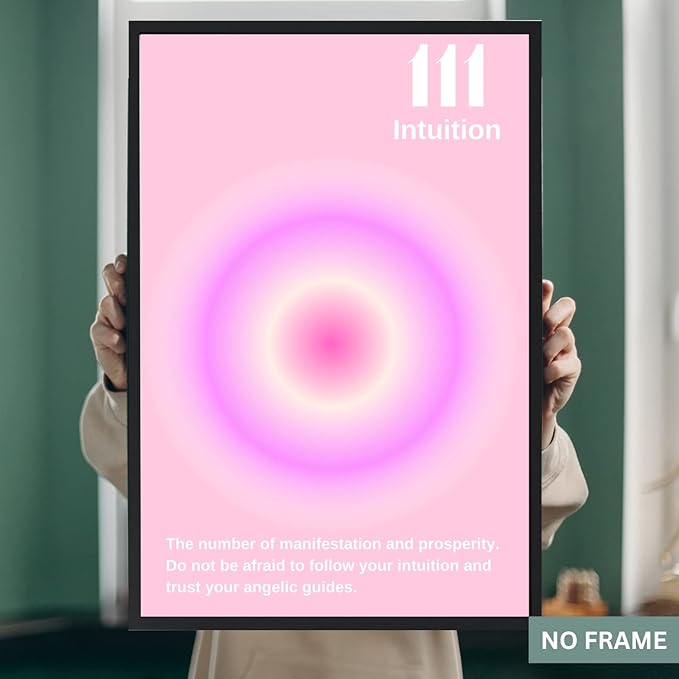 Gradient Aura Angel Numbers Poster Sets for Room Aesthetic Inspirational Quotes Wall Art Paintings Abstract Minimalist Room Wall Decor - 11x17in LAMINATED - No Frame (Angel Numbers 111, 222, 333)