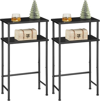 HOOBRO Narrow Console Table for Small Space, Set of 2, 15.7" Entryway Table with Storage, 2 Tier Sofa Table with 2 Shelves, Skinny Console Tables for Entryway, Hallway, Foyer, Black BB40XGP201
