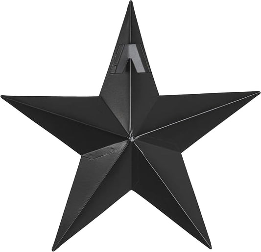 VHC Brands Patriotic Faceted Metal Star Black Wall Hanging 8x8, Independence Day Decor, American Star Design, Distressed Appearance Metal Wall Hanging, Star Shape, Country, Charcoal Black