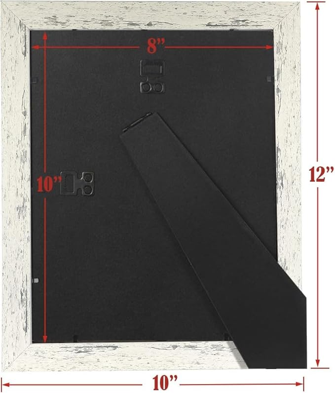Rustic White 8x10 Picture Frame set of 2,Display 8x10 without Mat or 5x7 with Mat