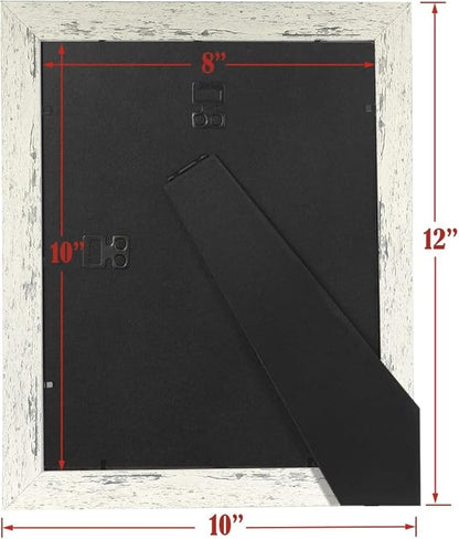 Rustic White 8x10 Picture Frame set of 2,Display 8x10 without Mat or 5x7 with Mat