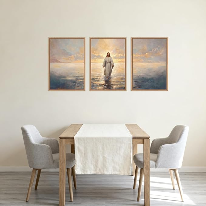 Large Jesus Christian Framed Canvas Wall Art Set,Bible Stories Faith Wall Decor,Vintage Modern Artwork for Living Room,Bedroom,Dining Room,Office -24"x36"x3