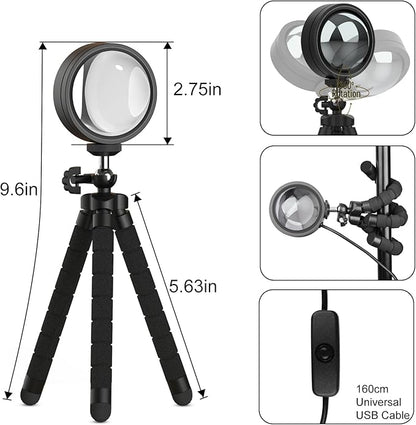 XEBKOR Sunset Lamp Projector,360 Degree Rotation Sun Lamp Led Night Light with USB Port,Sunset Lamp for Room Decor, Photography,Tiktok Live,Christmas Gift for Women