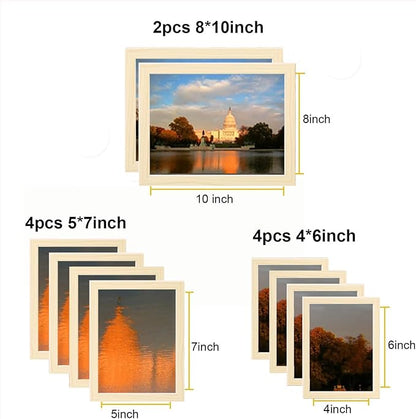 xnlkros Picture Frame Set 10 pack, Farmhouse Photo Frames, Gallery Wall Frame Collage, 8x10 5x7 4x6 Frames in 3 Different Finishes Picture Frames For Wall or Desk,Natural