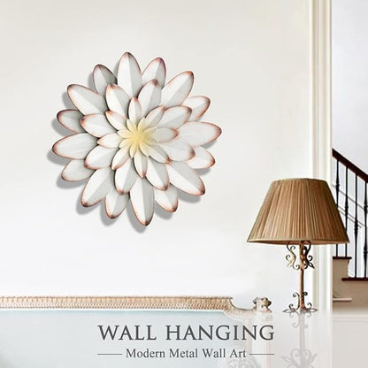 AHYS Metal Flowers Wall Decor Indoor Outdoor Metal Wall Art for Farmhouse Home Living Room Bedroom Bathroom Garden Decor – 12 Inch - White