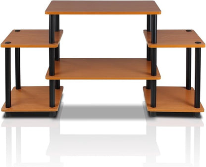 Furinno No Tools Tube Entertainment Center, Light Cherry/Black, Square Corner