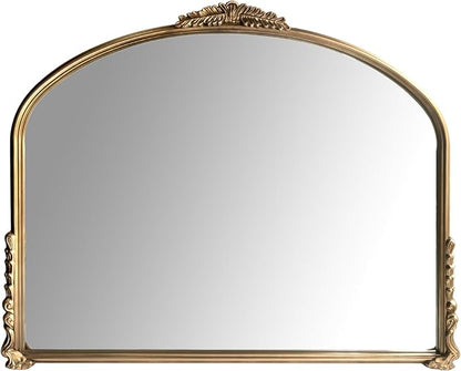 OUSHUAI Gold Vintage Wall Mirror,Antique Wide Mirror Decor,Arched Big Mirror for Entryway/Bathroom/Fireplace 37"X29"