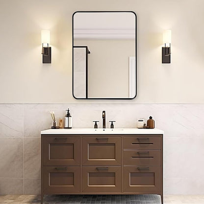 Fabuday Bathroom Mirror Over Sink 24x36 Black - Framed Matte Bathroom Vanity Mirror, Wall Mounted Decor Mirror for Living Room, Restroom, Entryway, Hangs Vertically or Horizontally