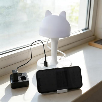 Cute Rabbit Table Lamp for Home Office and Nightstand, 3 Way Dimmable Desk Light with USB Charging Port