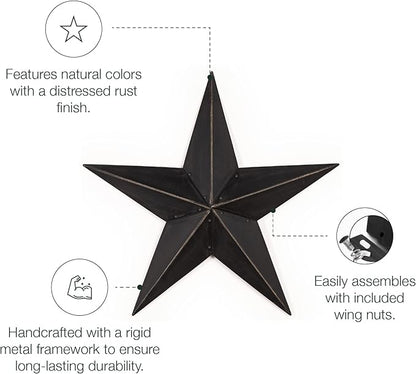 The Hearthside Collection CWI Gifts Metal Barn Star - 36 inch Galvanized Hanging Star - Farmhouse Wall Decor - Black