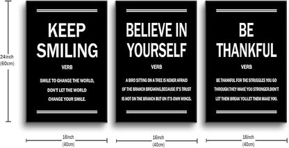 Inspirational Canvas Wall Art Posters Print 3 Pieces Motivational Modern Entrepreneur Quotes Picture Painting Artwork for Home Bedroom Bathroom Gym Wall Decor Stretched and Framed [48''W x 24''H]