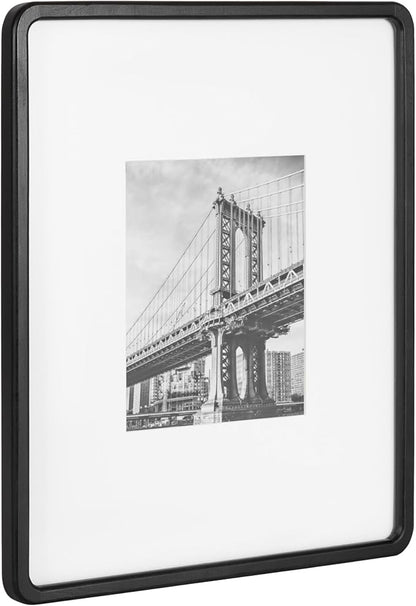 Kate and Laurel Inglewood Modern Wall Picture Frame Set of 3; 16x20 matted to 8x10; Black; Three-Piece Frame Set for Gallery Wall Accent Set in Living Room Decor