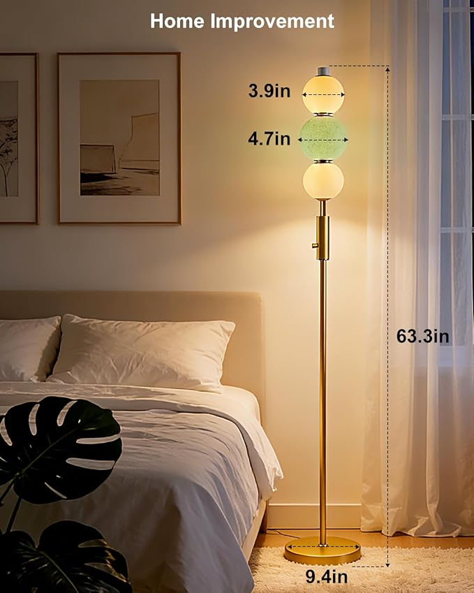 Lightdot Globe Floor Lamp with 3 Color Temperatures Smart LED Bulbs Included, Dimmable Unique Corner Floor Lamp, Blue Modern Standing Lamp Tall Lamp for Living Room/Bedroom/Gaming Room/Decor Office