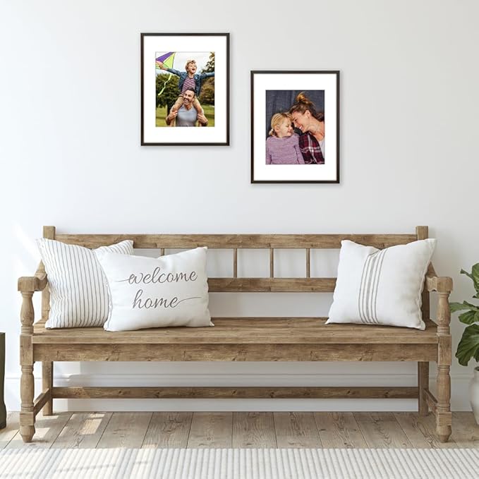 Americanflat 11x14 Picture Frame with Shatter-Resistant Glass - Use as 8x10 Frame with Mat or Display 11x14 Photo Without Mat - Streamline Collection - Thin Border Picture Frames for Wall - Mahogany